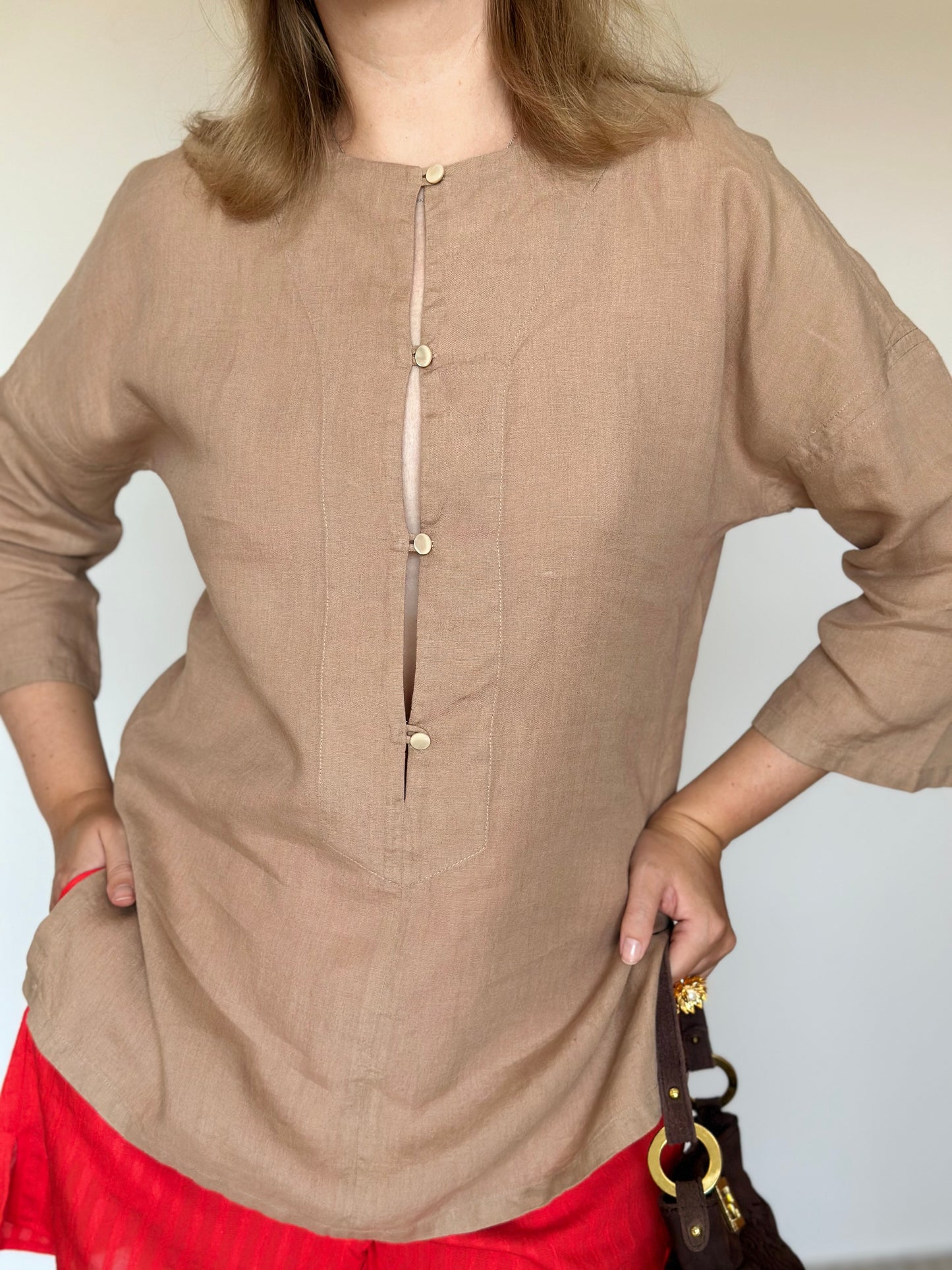 Beautiful vintage minimalistic linen blouse Max Mara