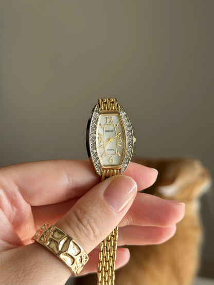 Beautiful gold-tone Embassy watch with crystals