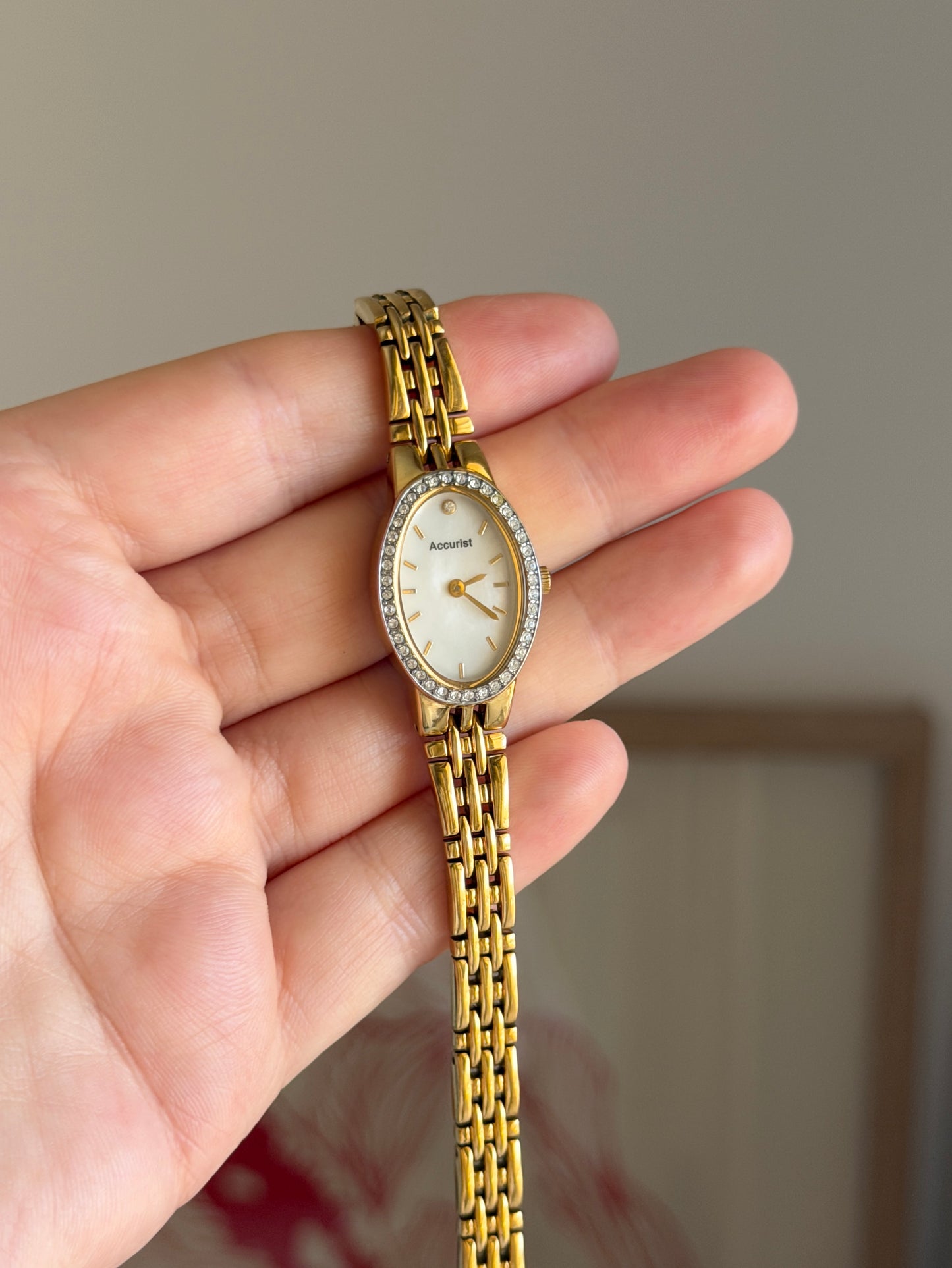 Amazing vintage gold-tone watch Accurist with crystals