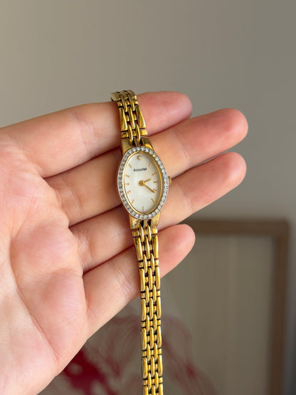 Amazing vintage gold-tone watch Accurist with crystals