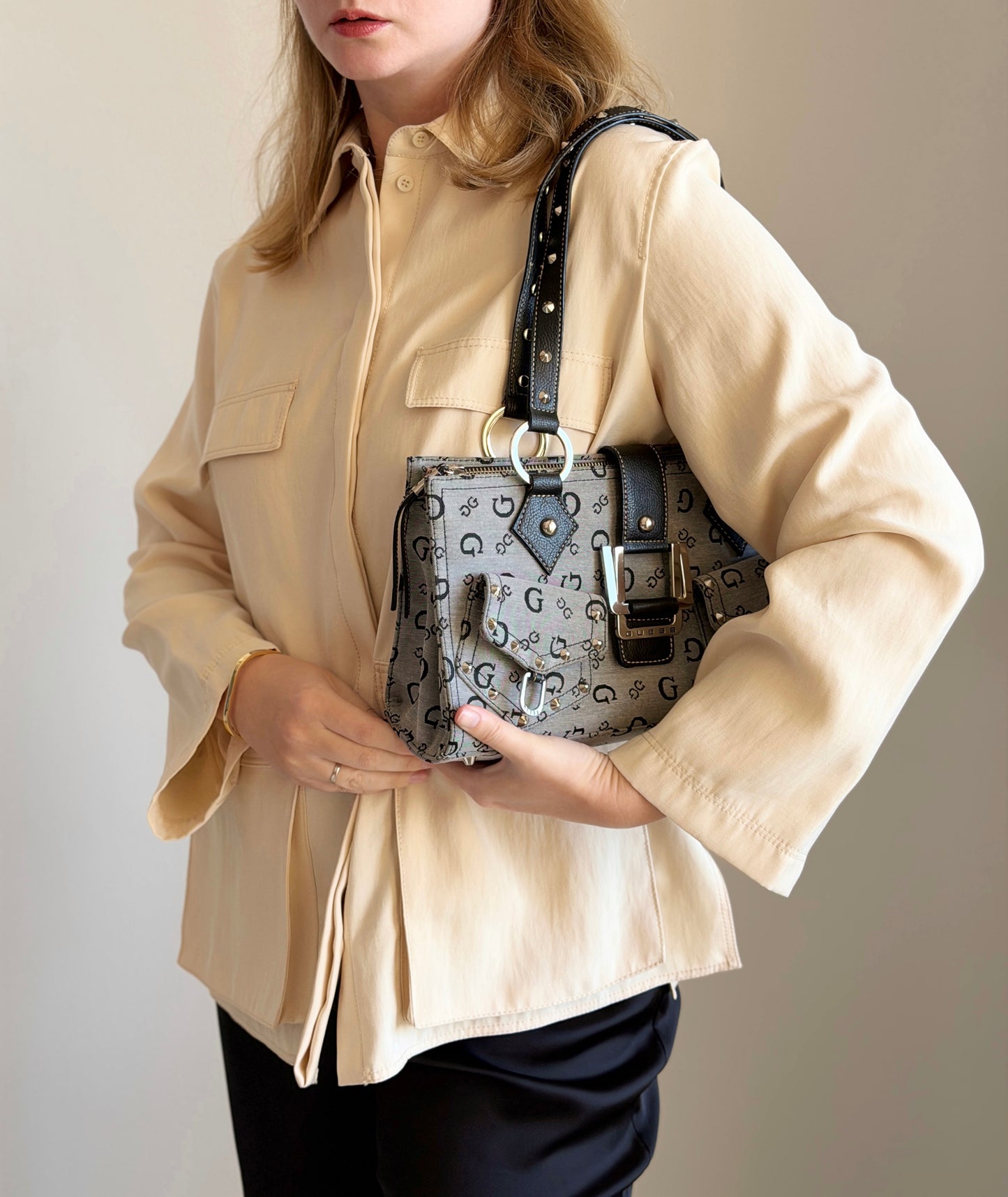 Vintage Guess bag in grey monogram Y2K