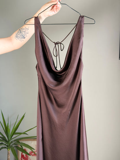 Elegant chocolate brown maxi dress Zara