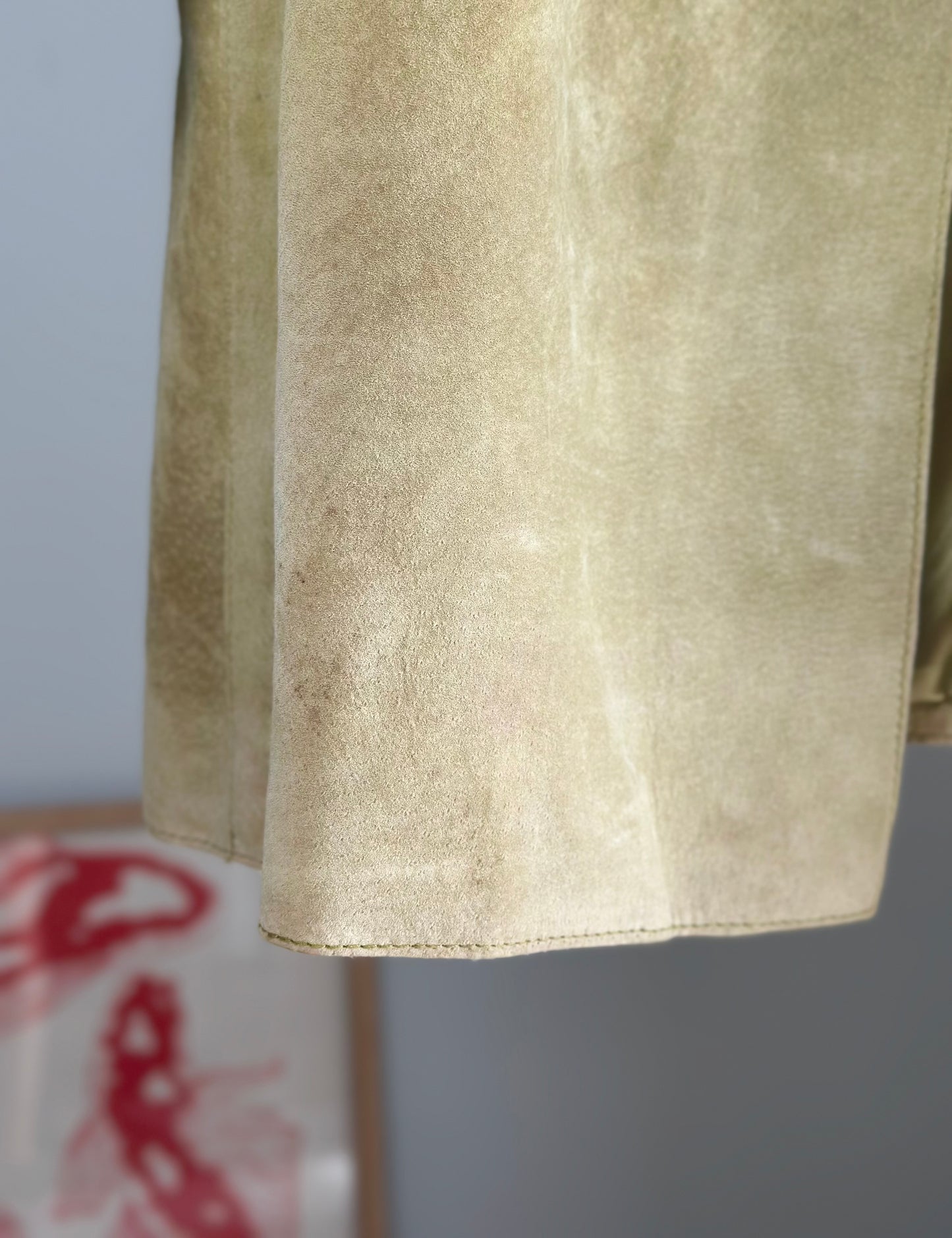 Beautful light olive green suede coat