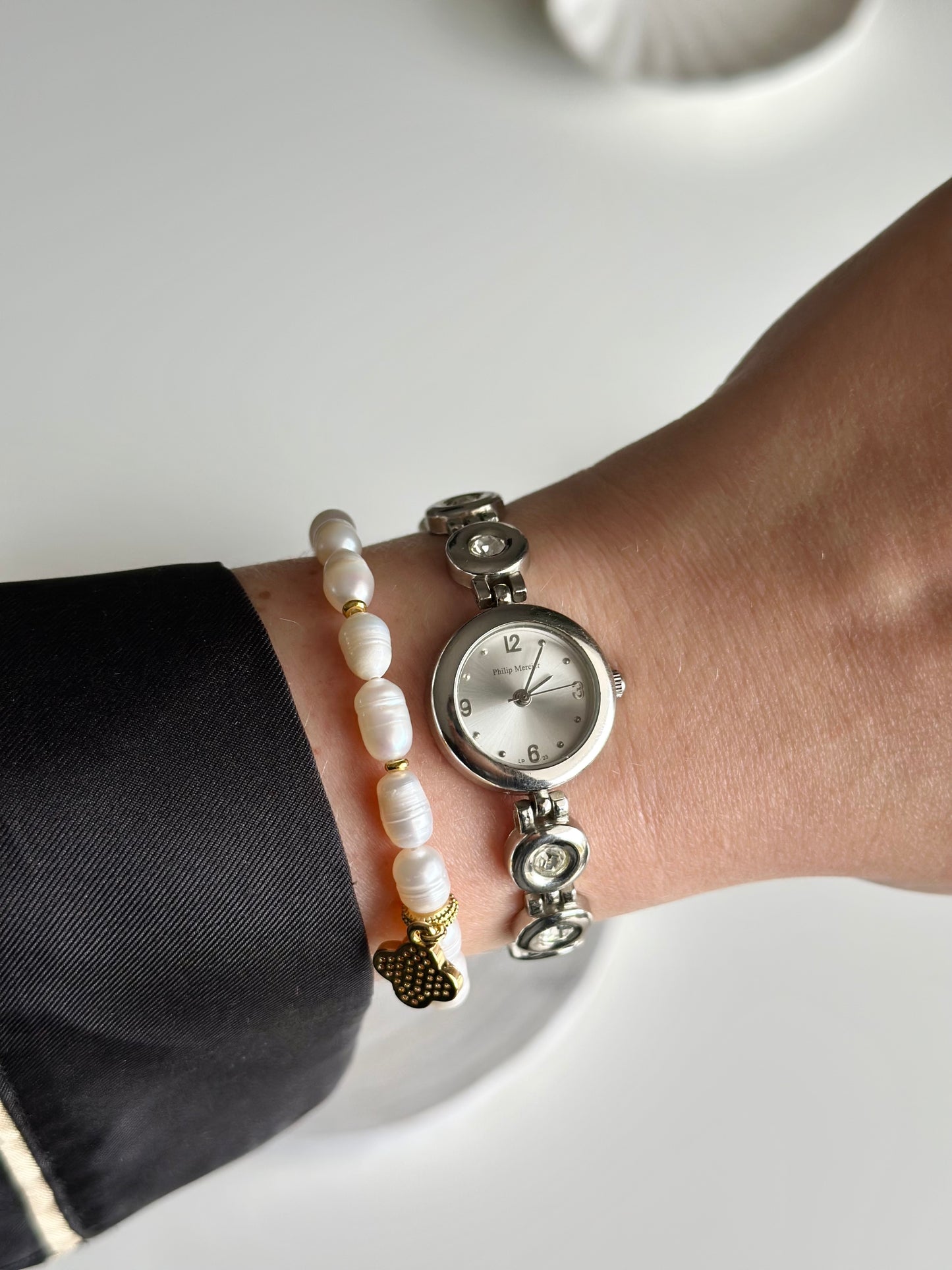 Vintage Philip Mercier silver quartz watch