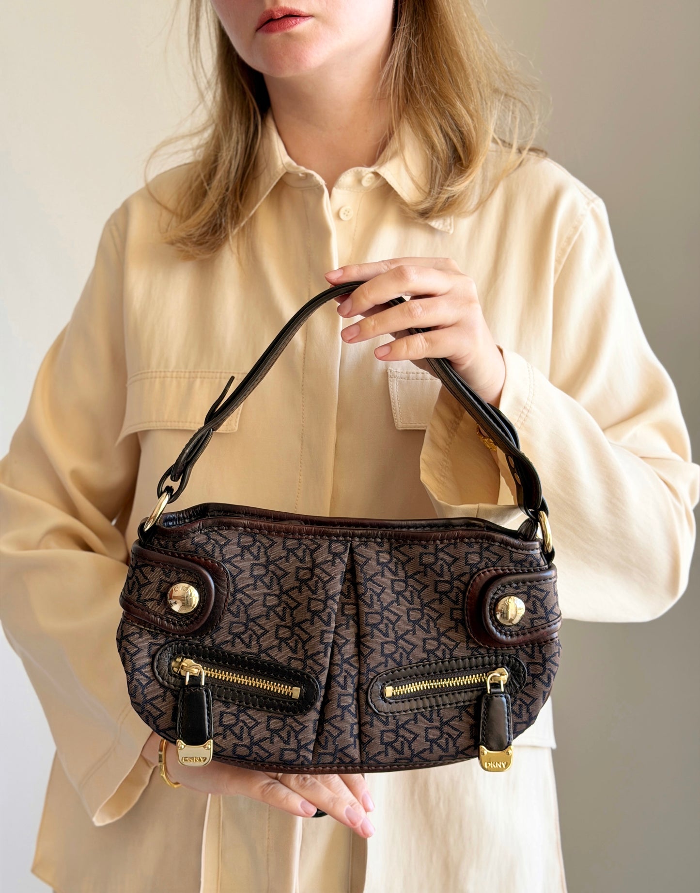 Vintage DKNY bag in signature brown monogram