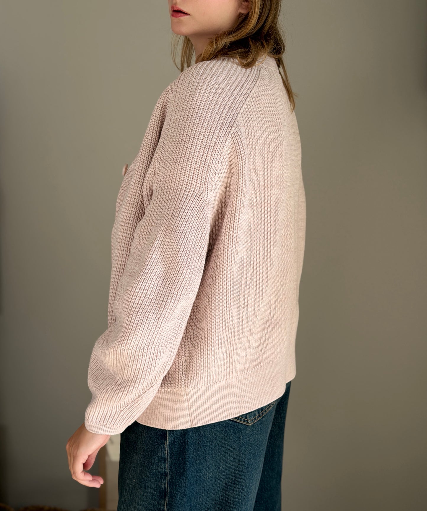 Cozy light pink cardigan from COS