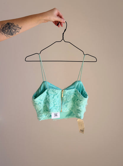 Turquoise bustier top with roses