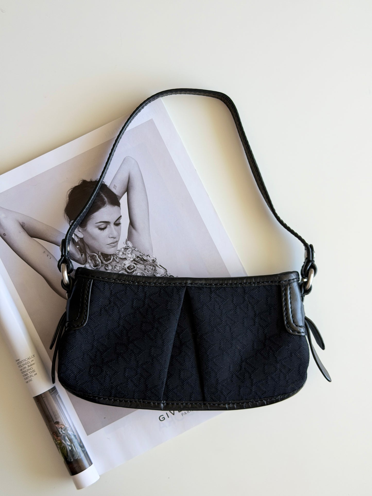 Vintage DKNY black mini baguette bag