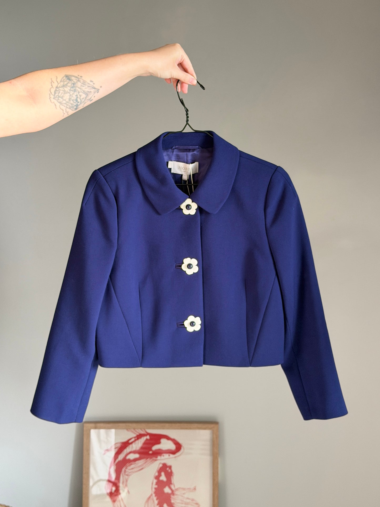 Charming 60s-inspired navy blue jacket Hobbs