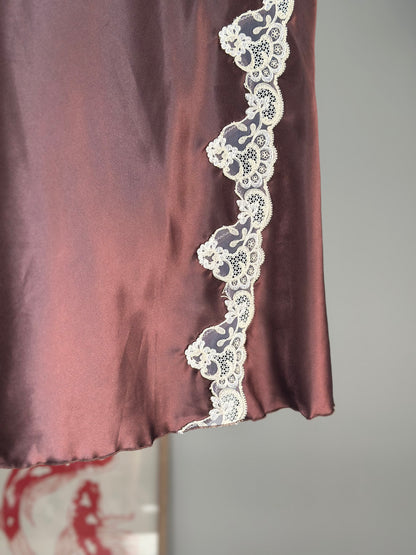 Elegant nightgown in rich brown satin