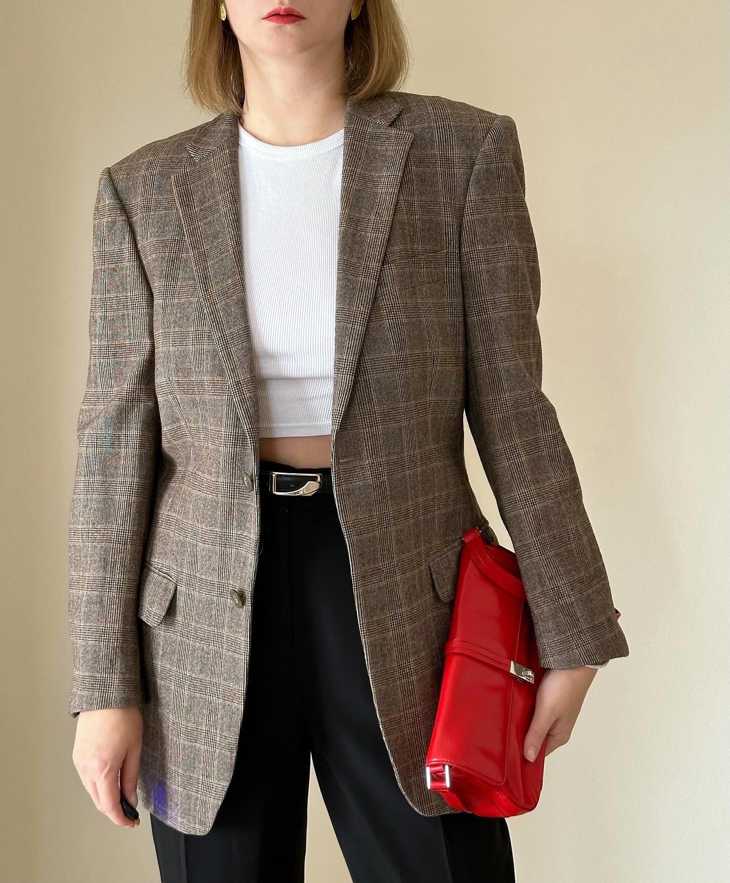 Vintage oversized plaid blazer