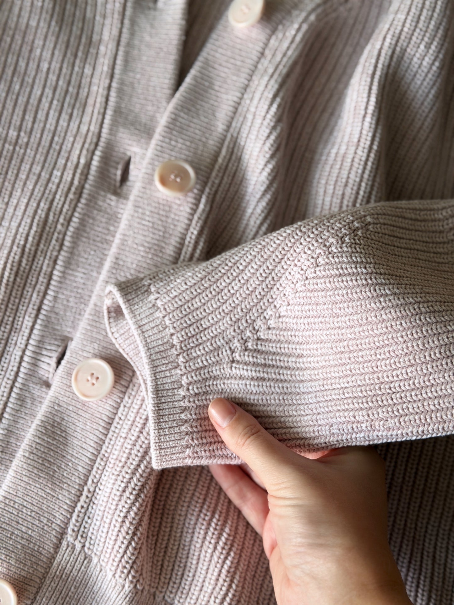 Cozy light pink cardigan from COS