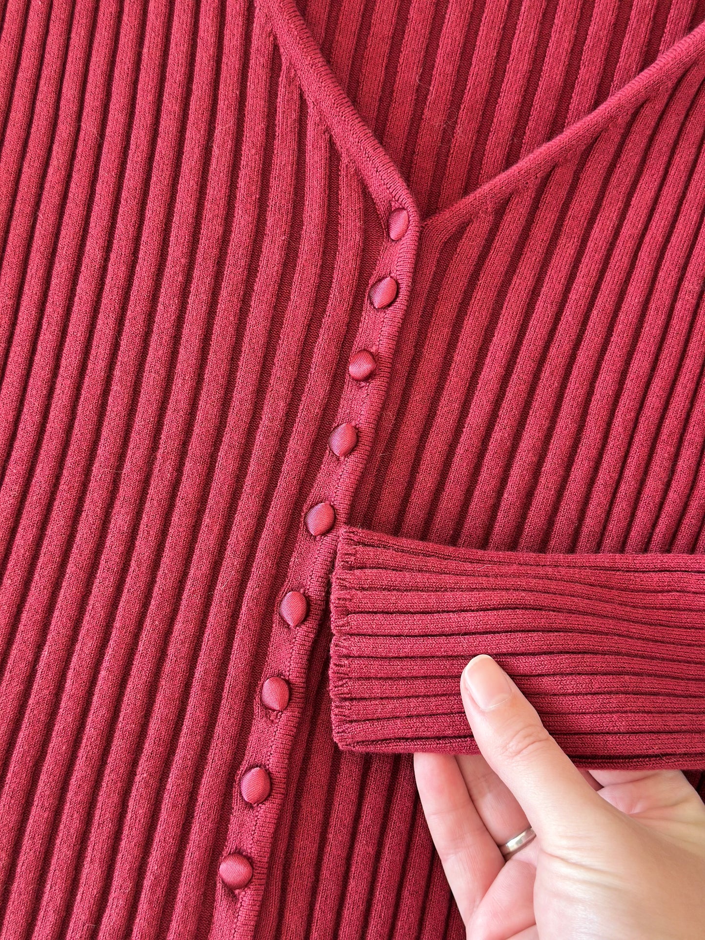 Vintage red ribbed cardigan