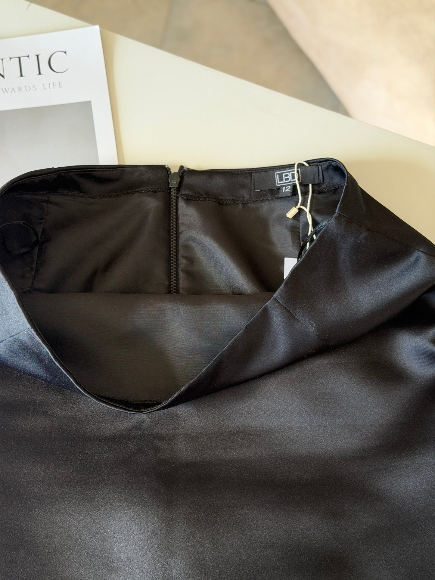 Black maxi satin skirt