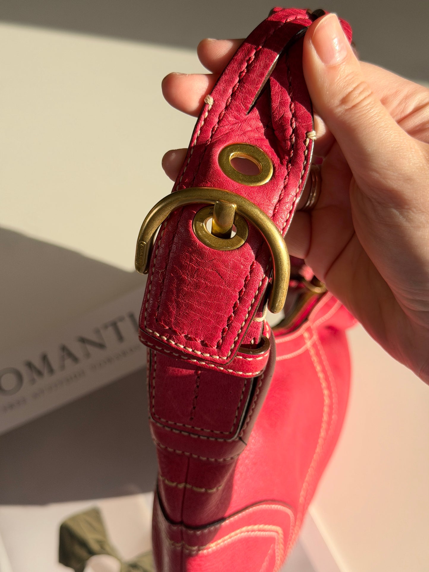 Iconic vintage Coach Soho bag in vibrant fuchsia leather