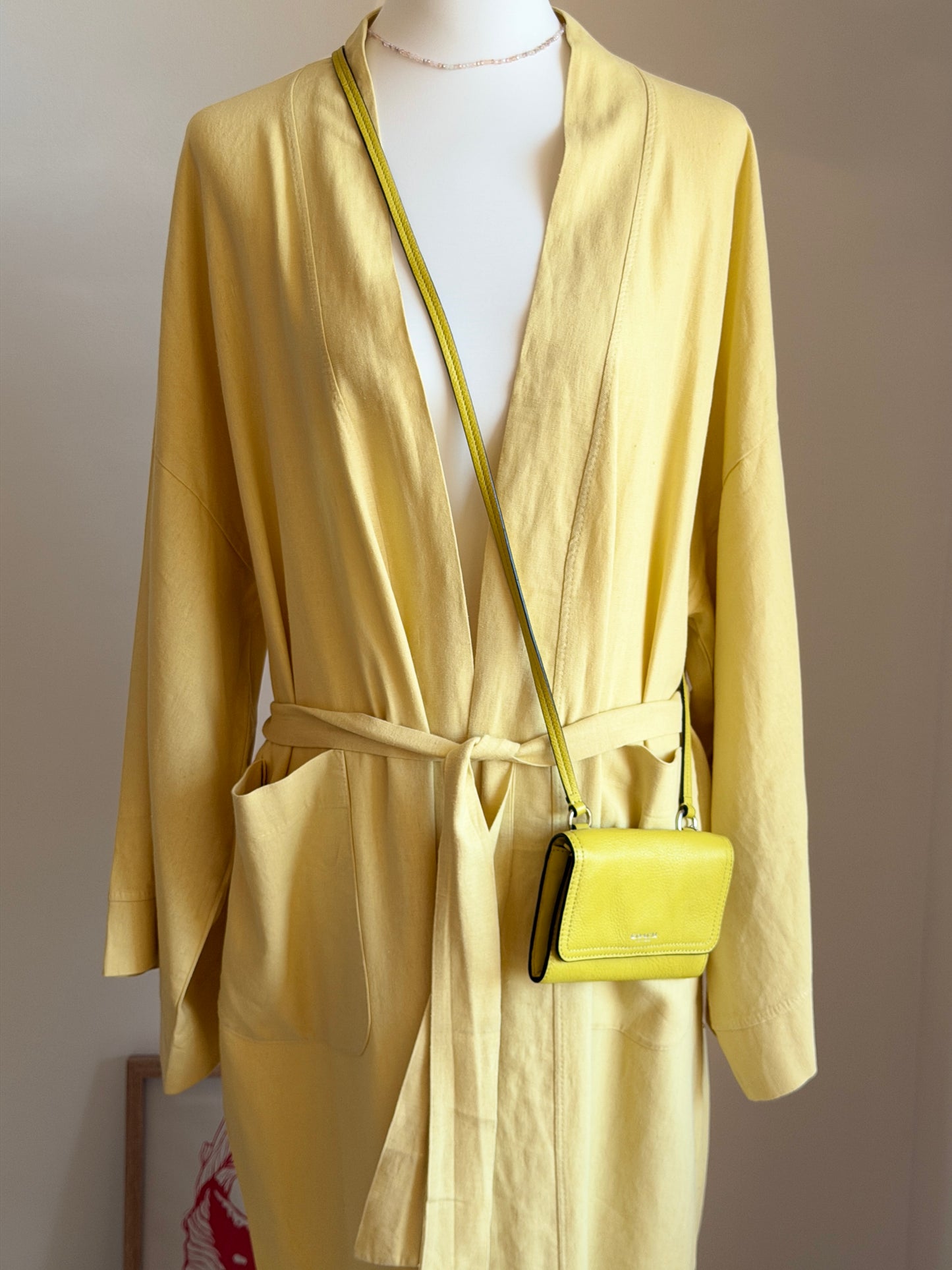 Oversized yellow linen robe