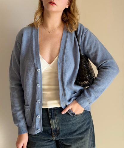 Wool blue cardigan from Woolovers
