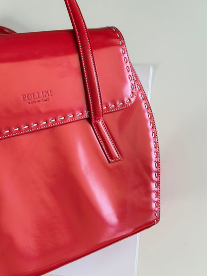Vintage red patent leather handbag Pollini