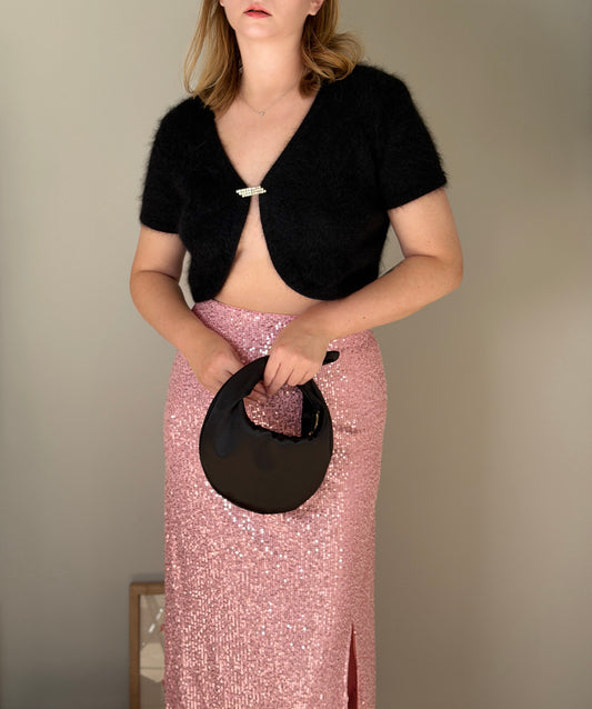 Amazing shimmering pink midi-maxi skirt