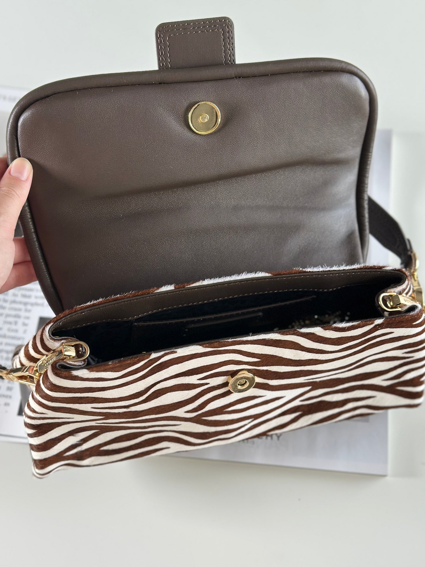 Striking Dune London shoulder zebra bag