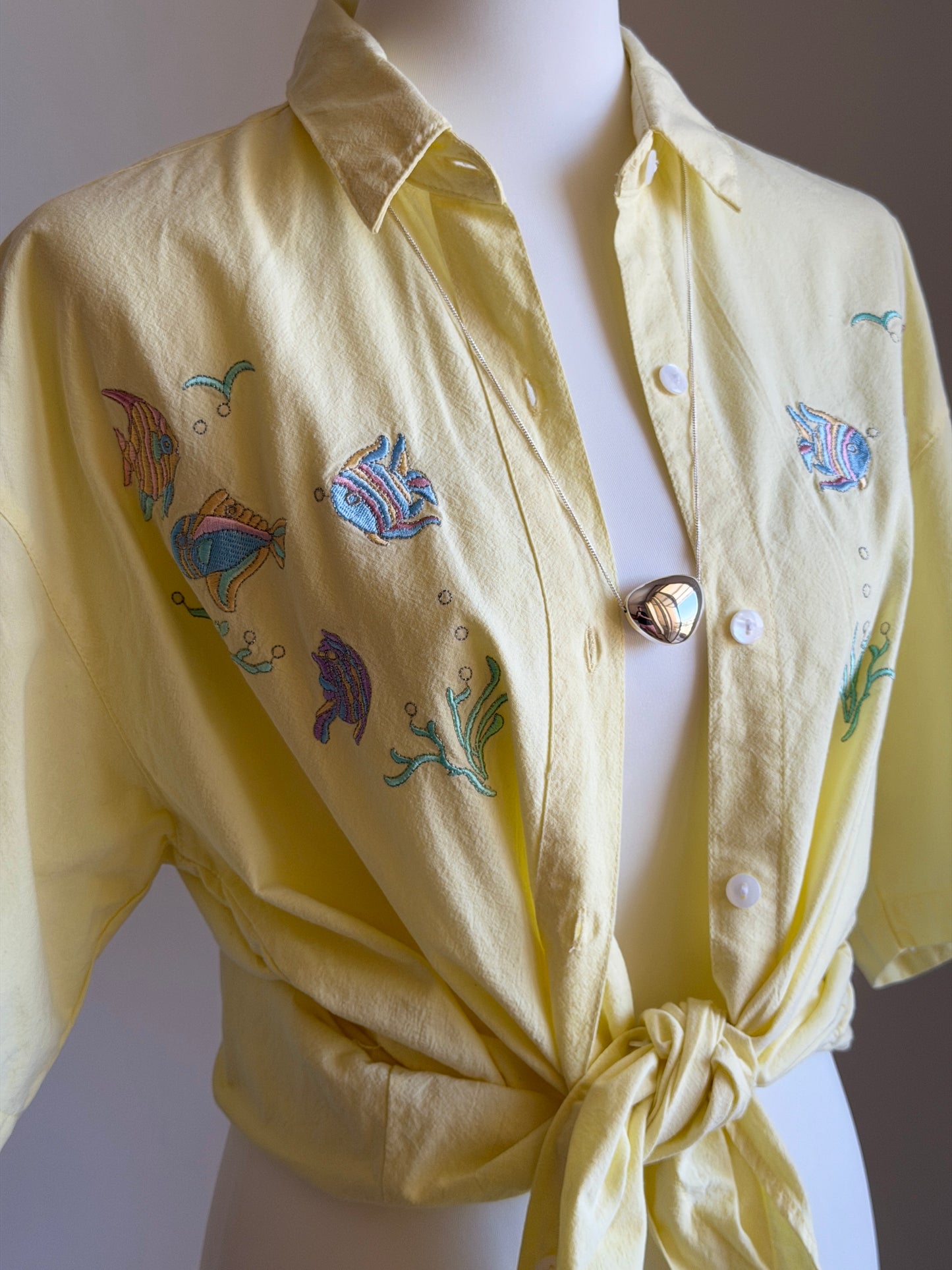 Vintage embroidered fish shirt