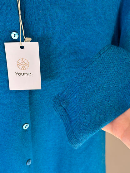 Striking vintage blue silk/cashmere cardigan