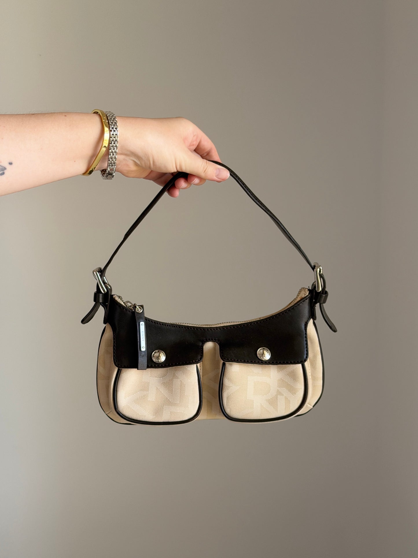 Vintage DKNY beige monogram mini bag