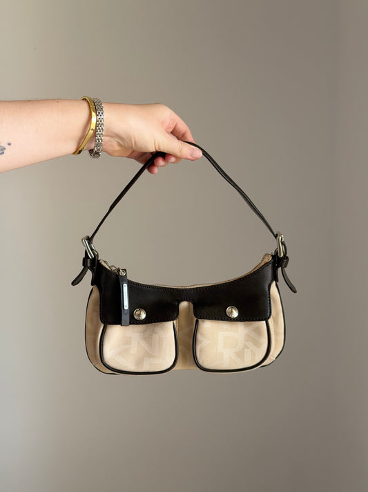Vintage DKNY beige monogram mini bag