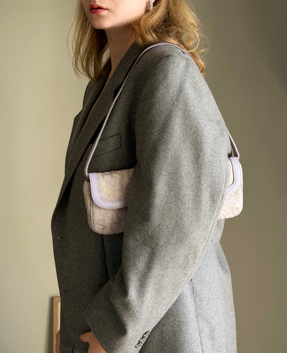 Charming vintage DKNY baguette bag in lilac colour