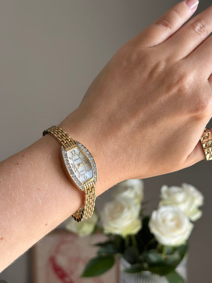 Beautiful gold-tone Embassy watch with crystals