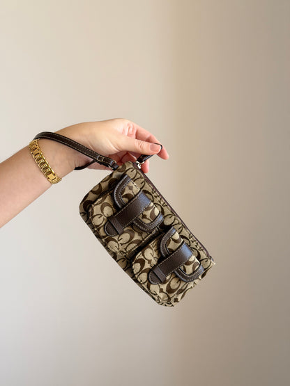 Vintage brown monogram wristlet (Coach style)