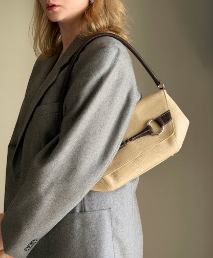 Sophisticated leather beige bag (made in Spain)