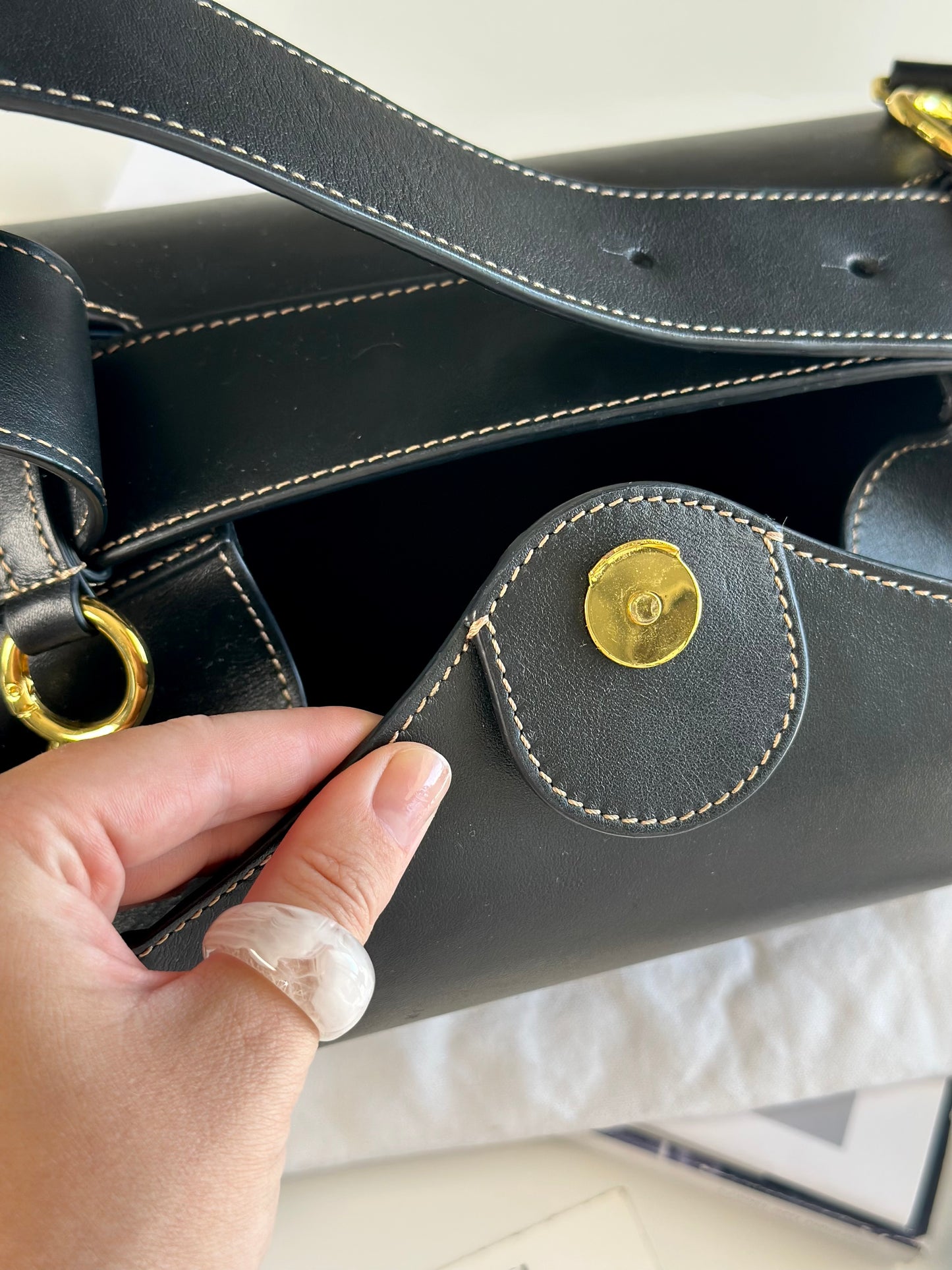 Stunning Yuzefi Loaf Bag crafted from black leather