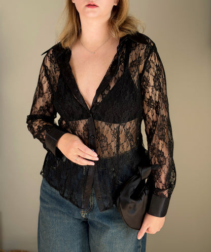 Sophisticated black lace blouse by Yessica