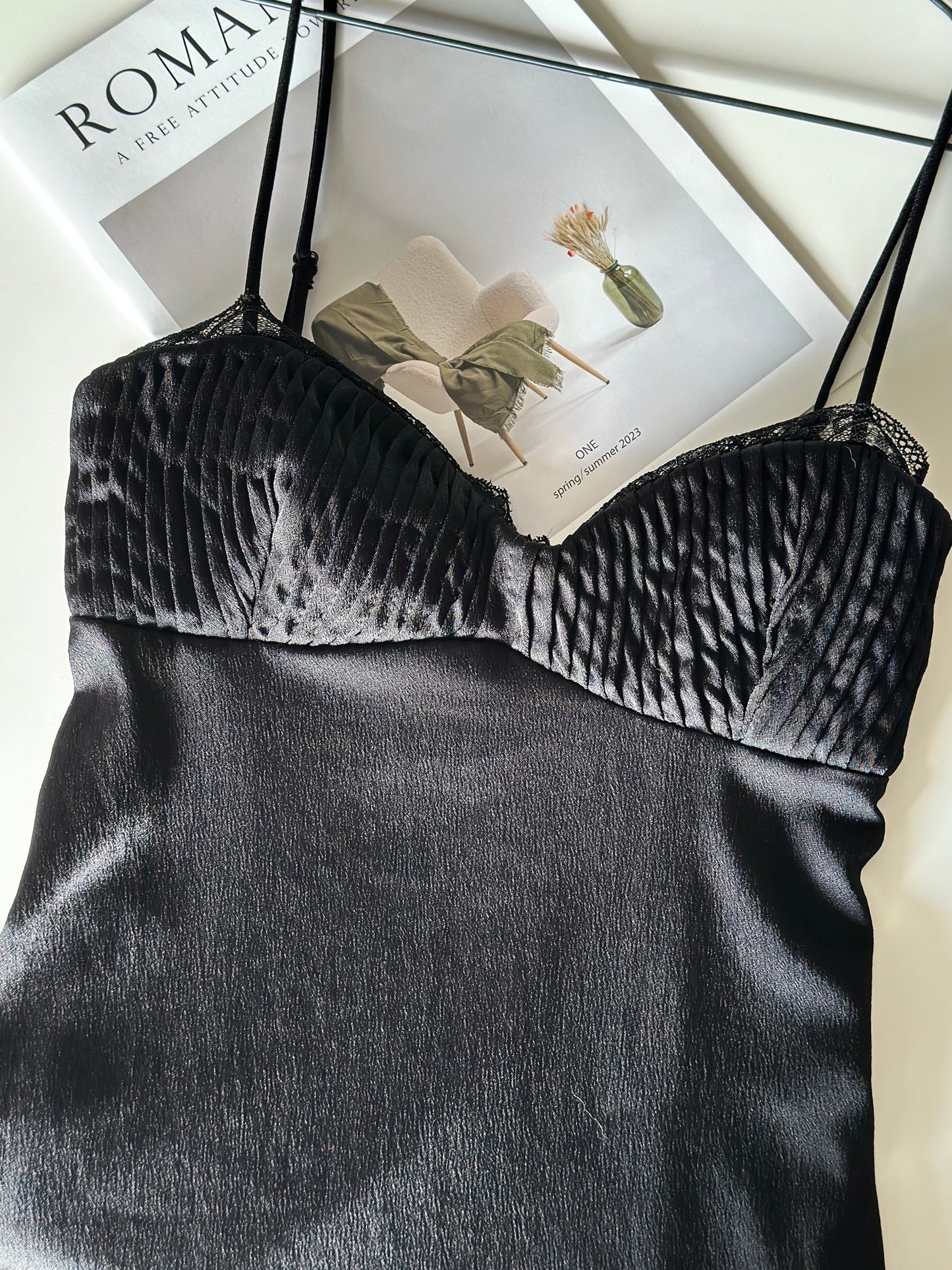 Sleek black slip dress Zara