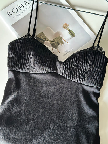 Sleek black slip dress Zara