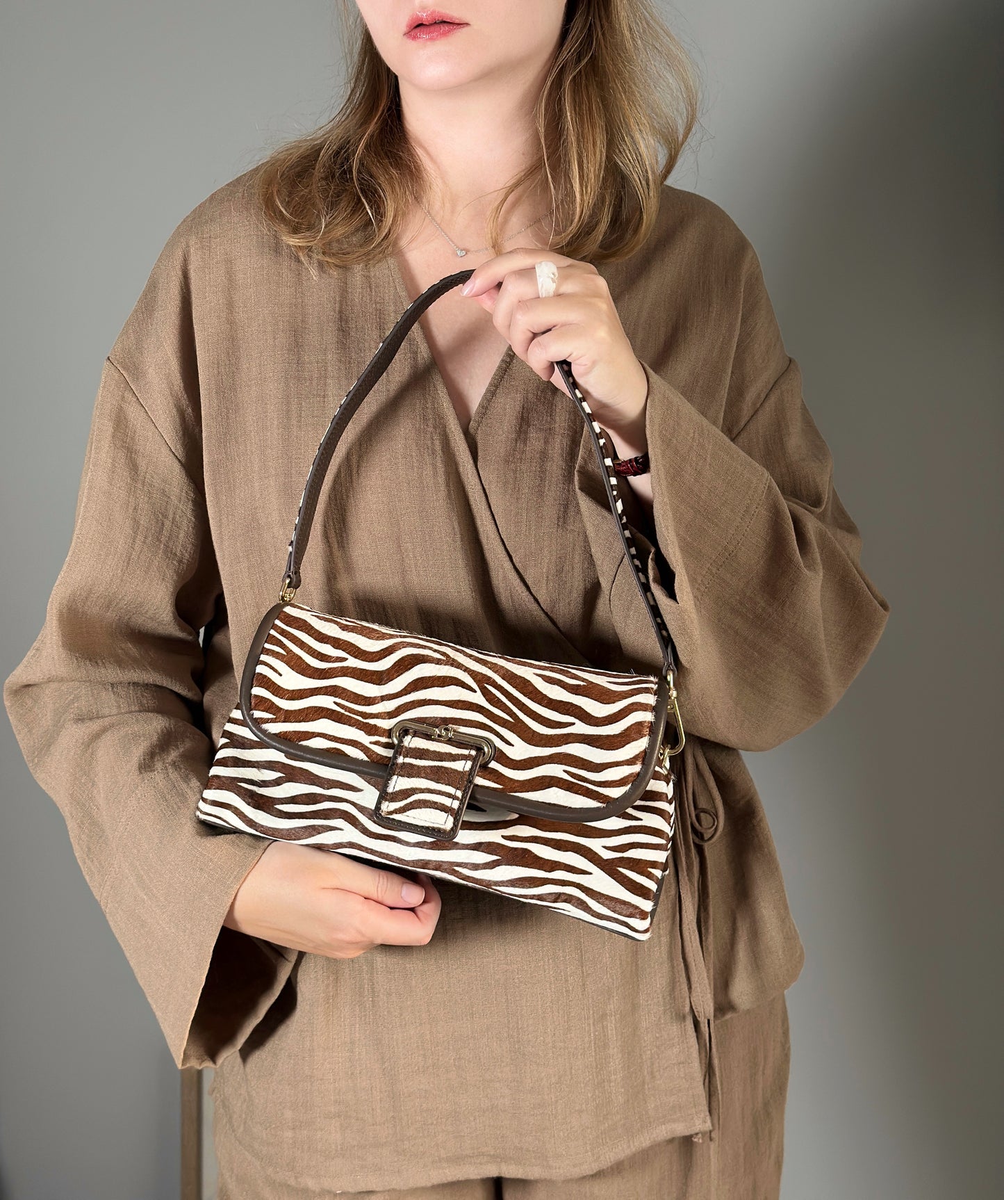 Striking Dune London shoulder zebra bag