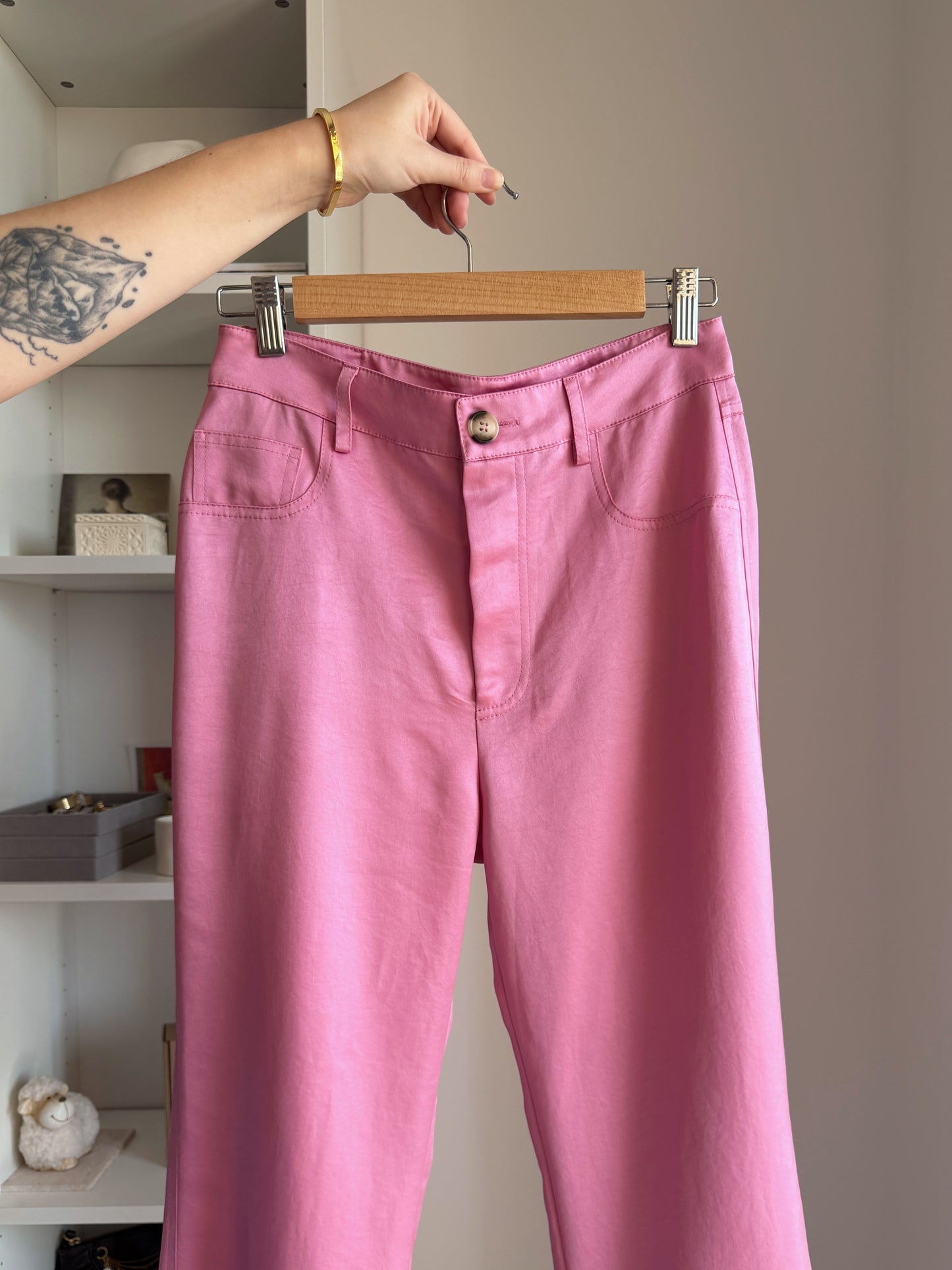 Pink satin trousers Nanushka