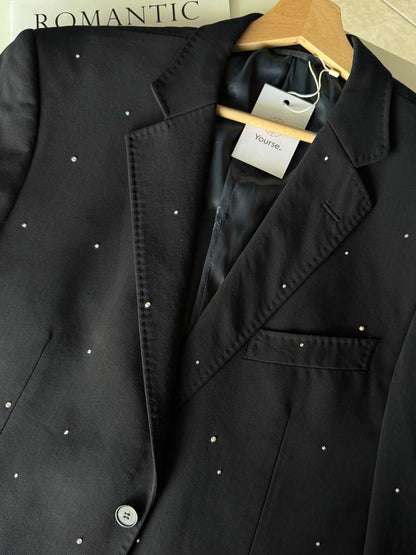 Refined vintage blazer with sparkling rhinestones