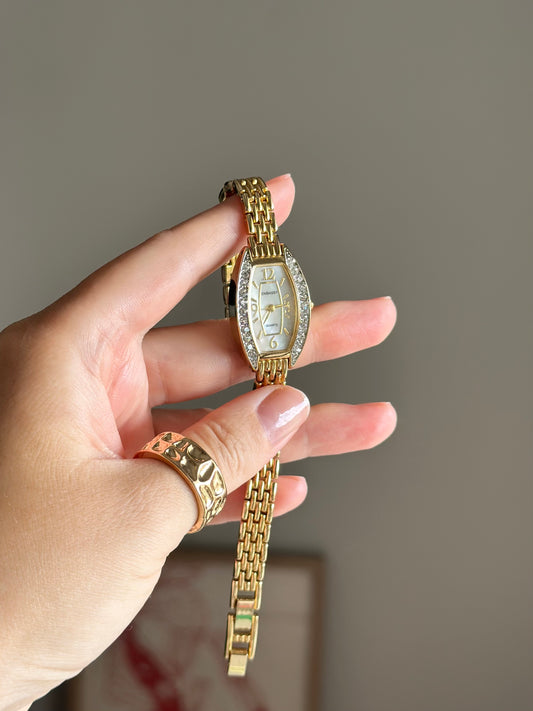 Beautiful gold-tone Embassy watch with crystals