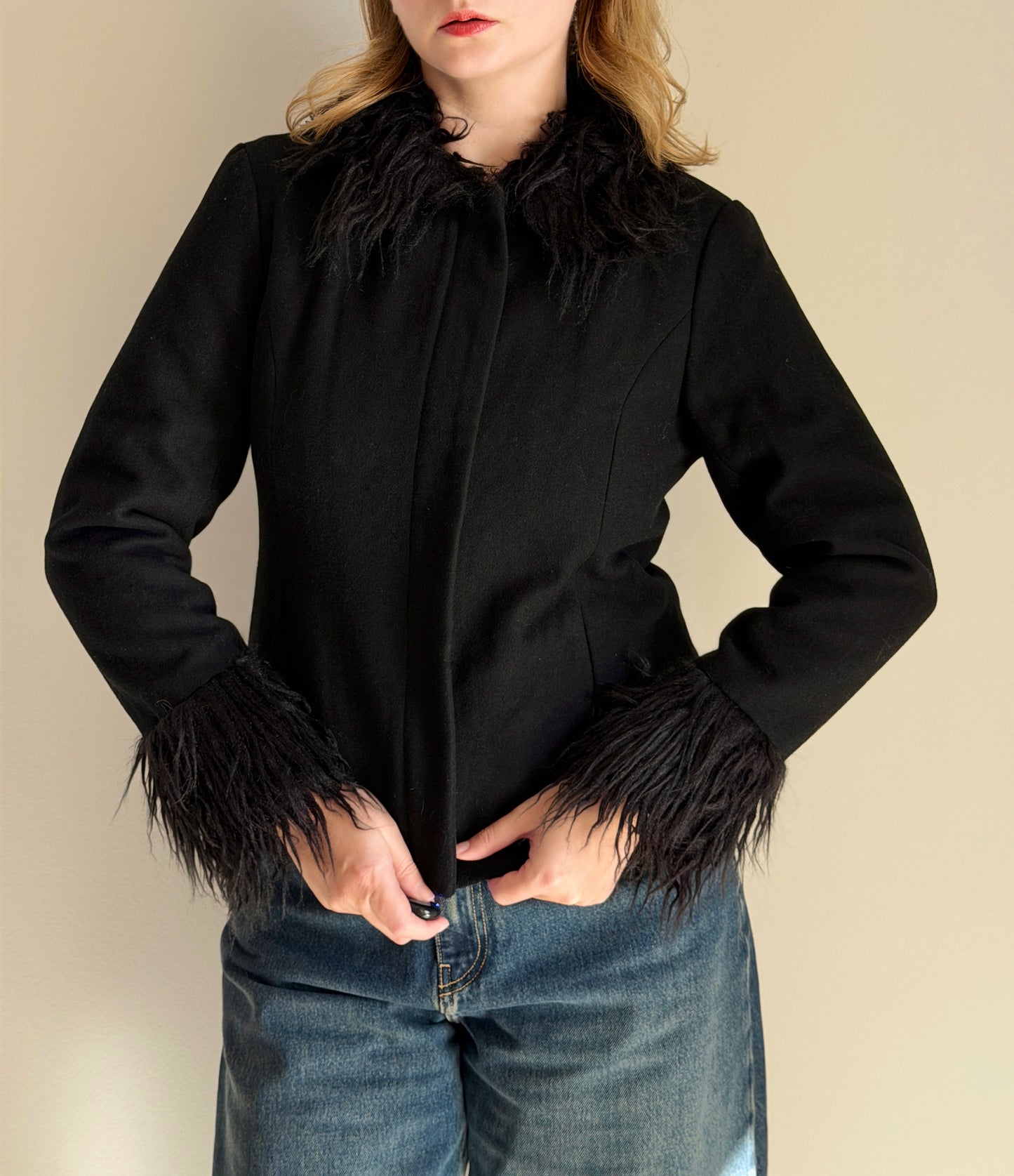 Stylish black wool jacket from NÜMPH