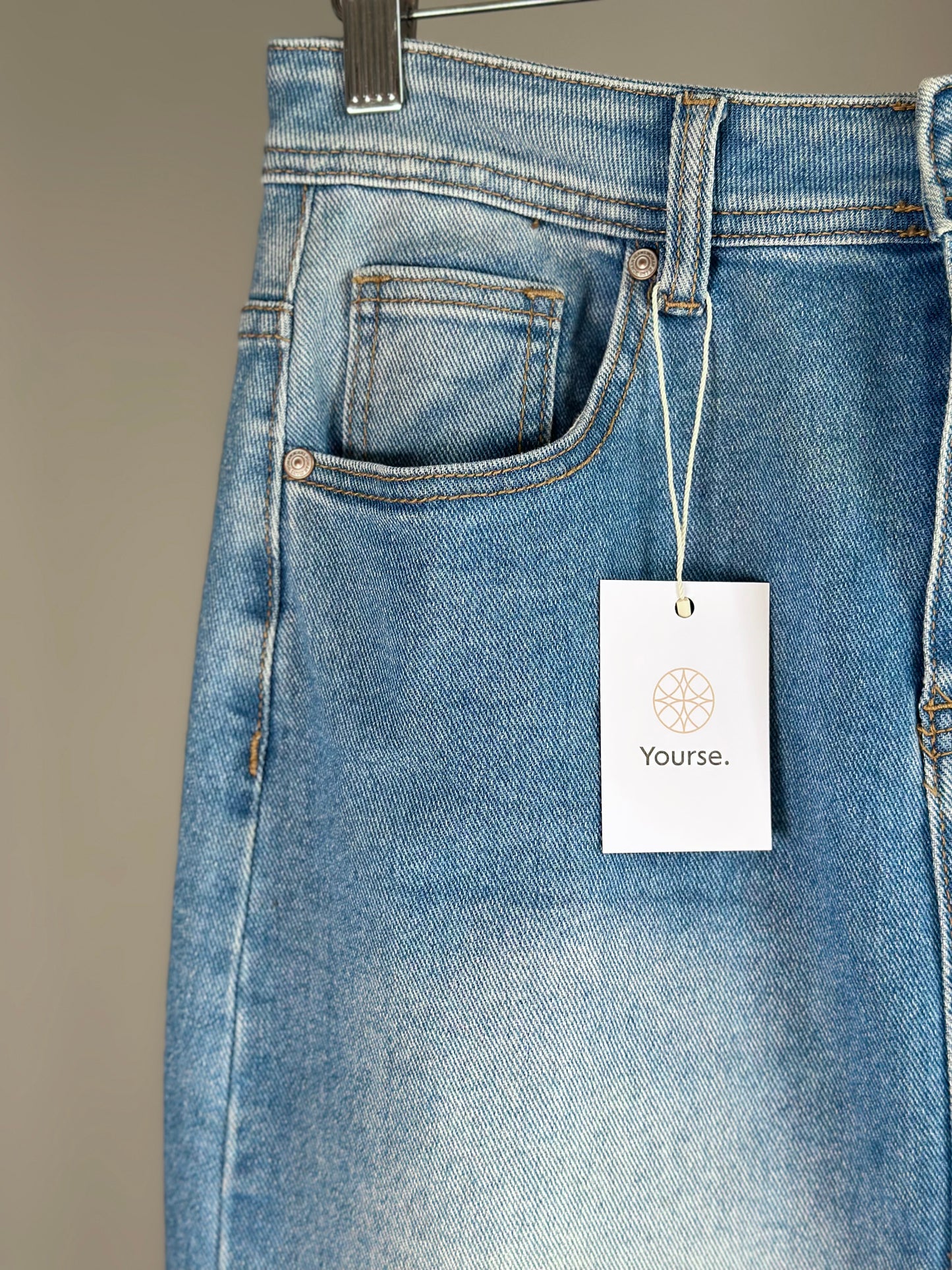 Denim maxi skirt with slit