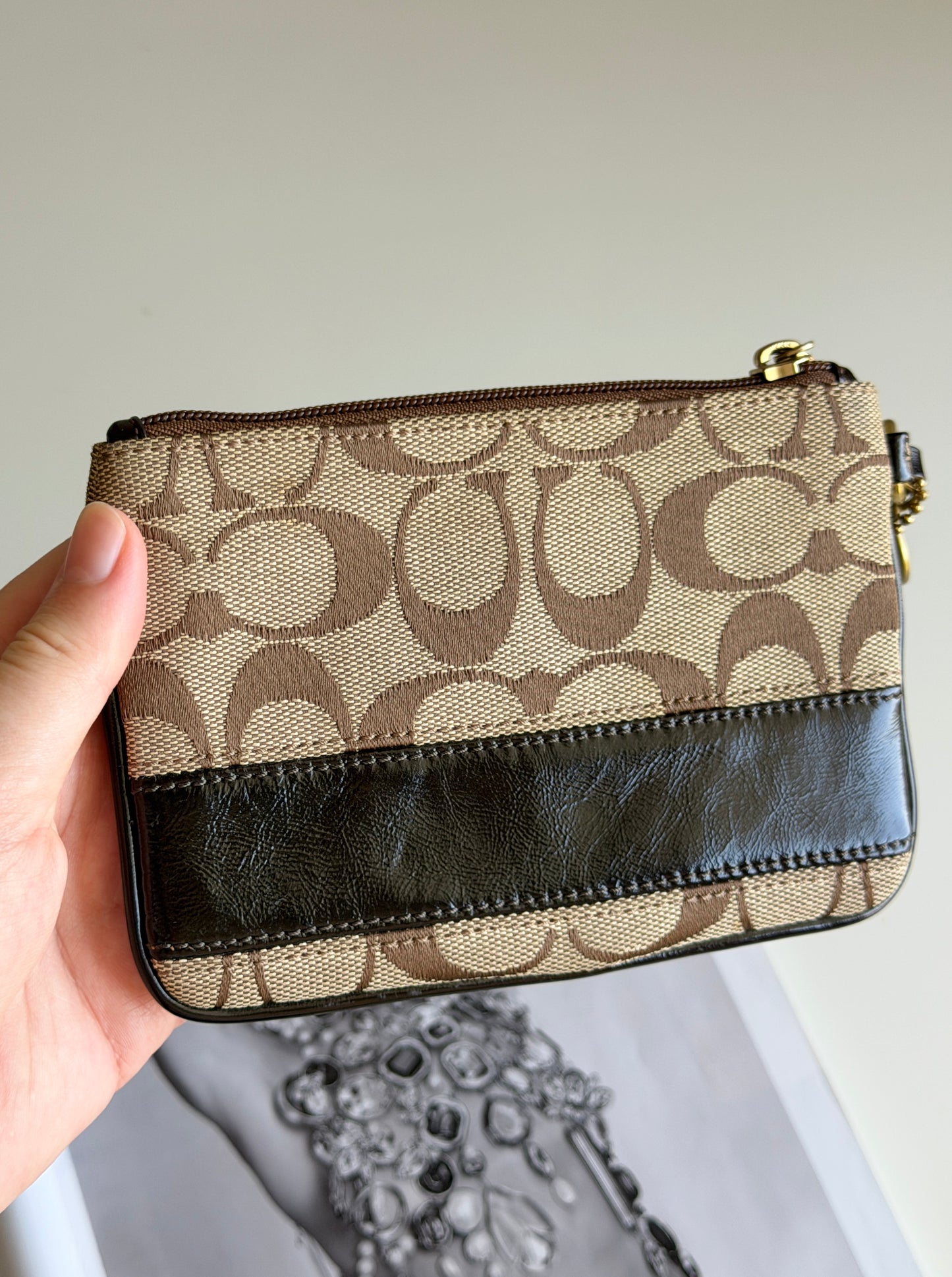 Vintage Coach signature wristlet