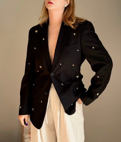 Vintage black blazer with champagne stones