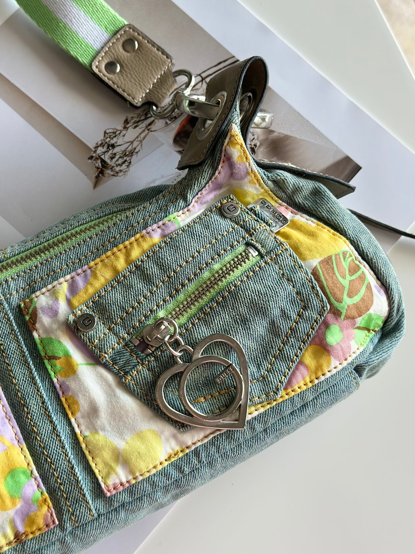Rare vintage playful denim bag by Guess