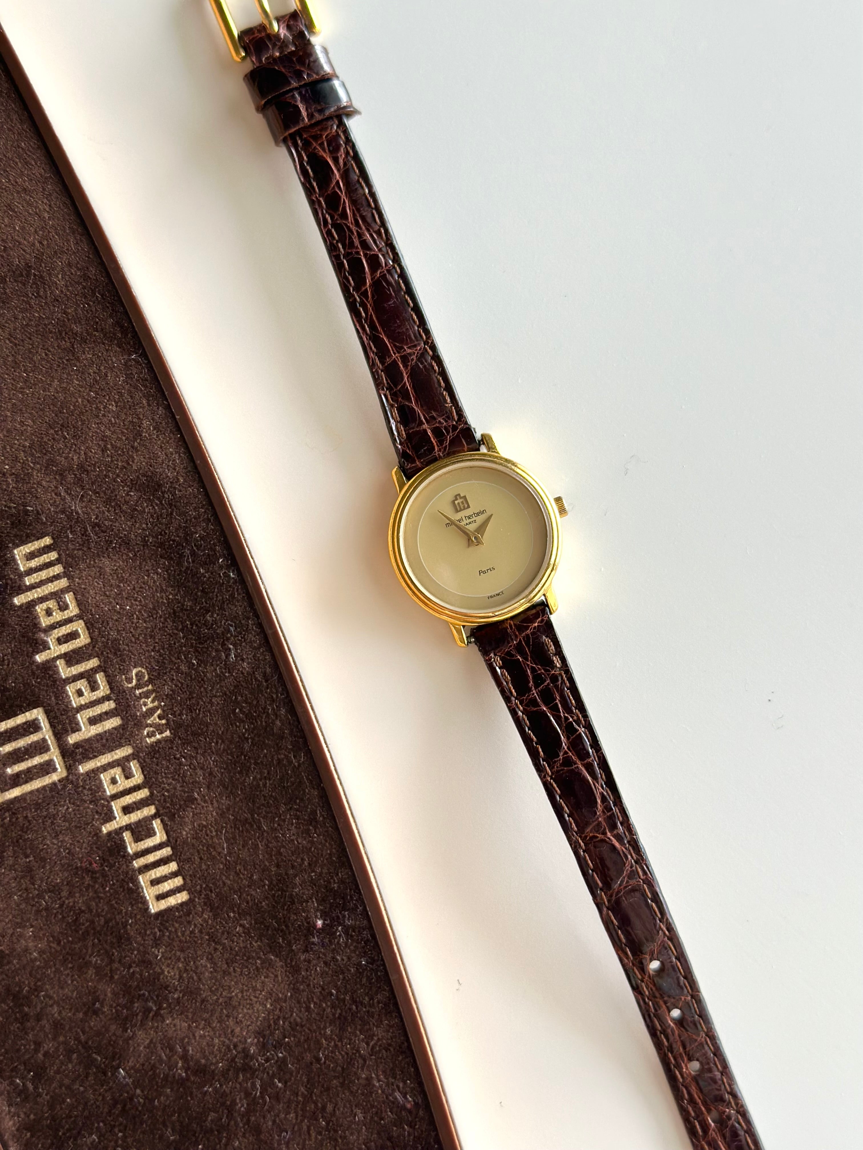 Michel Herbelin Orologio Epsilon Uomo 19406/01 - Quarzo Svizzero, Quadrante Bianco, Pelle Nera
