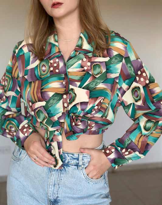 Vintage blouse with abstract print