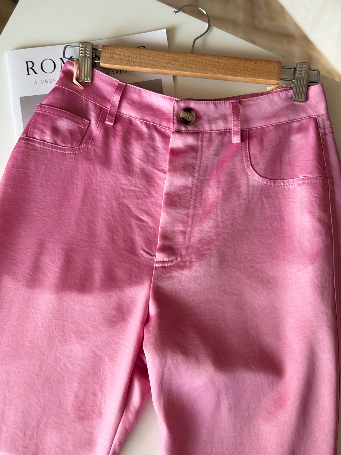 Pink satin trousers Nanushka