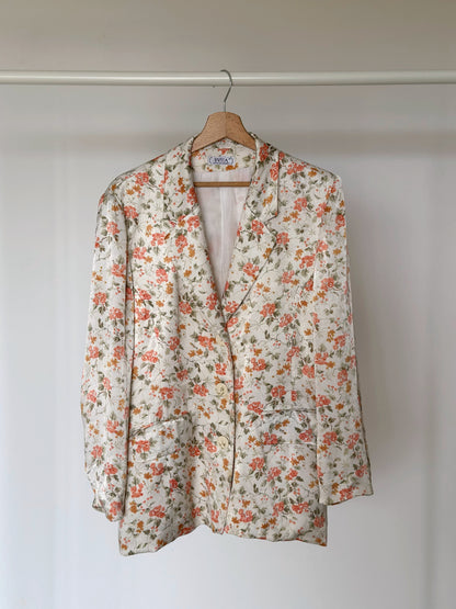 Beautiful vintage satin blazer with floral print