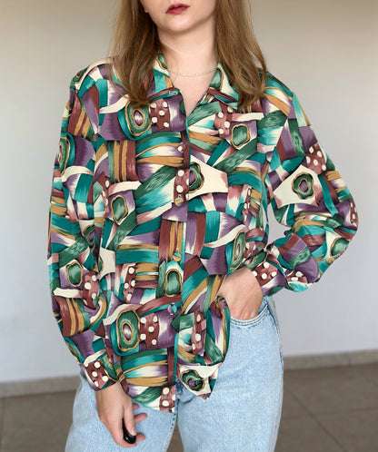 Vintage blouse with abstract print